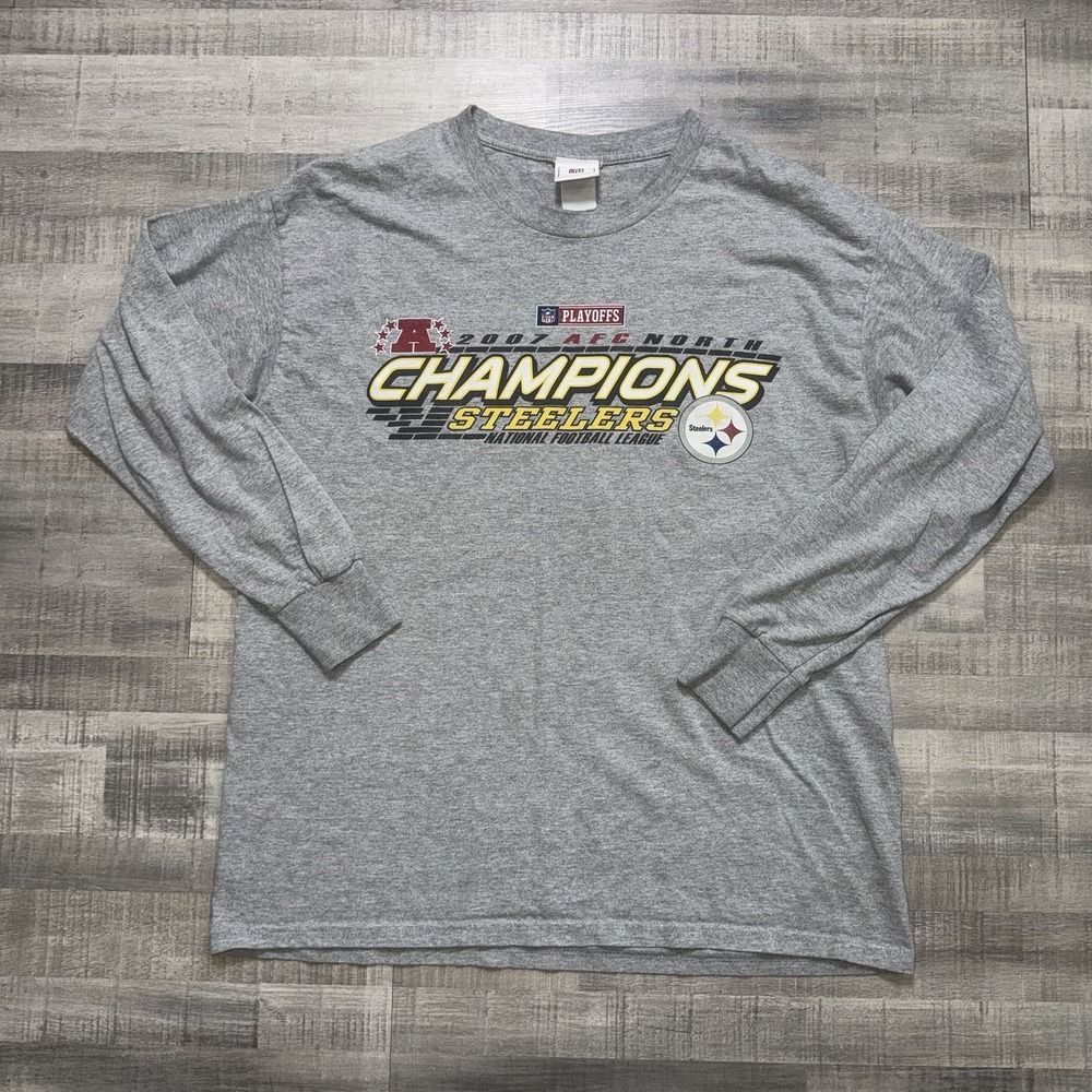 2007 Y2K Pittsburgh Steelers Vintage T-shirt Rare Long Sleeve AFC Champions L